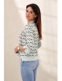 Women\'s blouse with pistachio patterns 0466 - Online store - Boutique